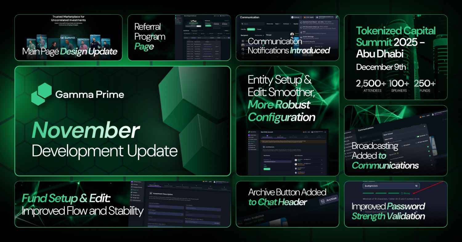 Tokenized Capital Summit in Abu Dhabi, Major UI Updates & New Design of Landing Page – November Development Update 2025